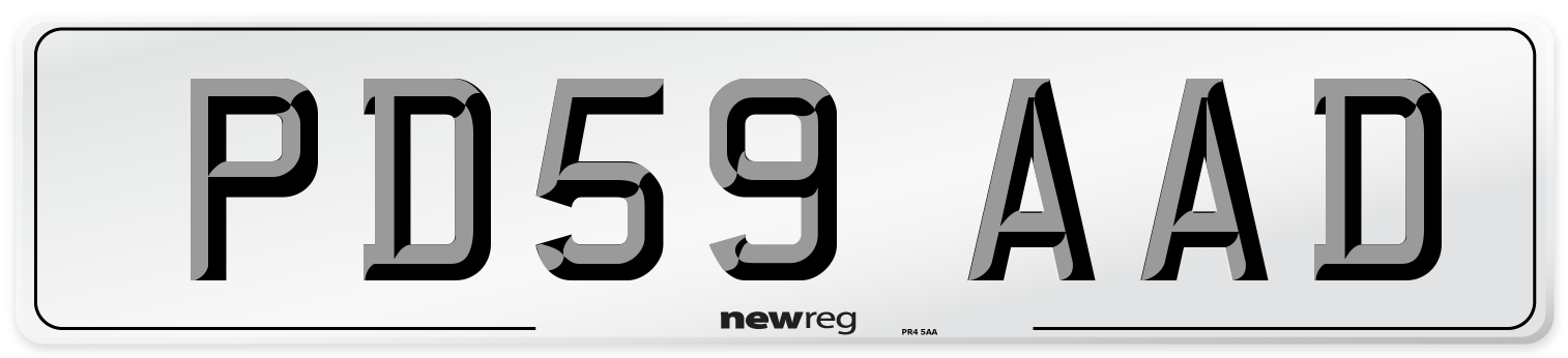 PD59 AAD Number Plate from New Reg